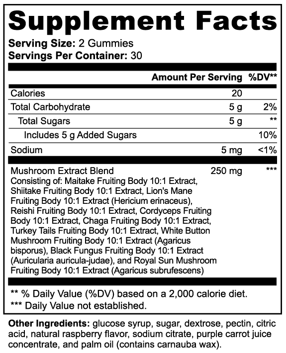 Mushroom Extract Complex Raspberry Flavored